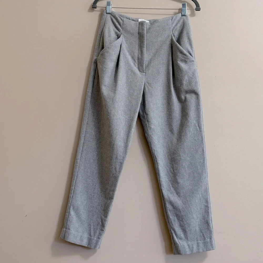 WILFRED Sz 4 Chambery Pants Grey Pleated Trousers Wool Cashmere Blend By Aritzia - Picture 3 of 15